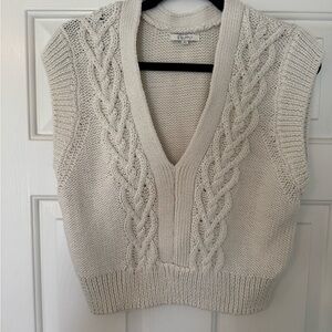 Z Supply Ivory Cable Knit V-Neck Sweater Vest